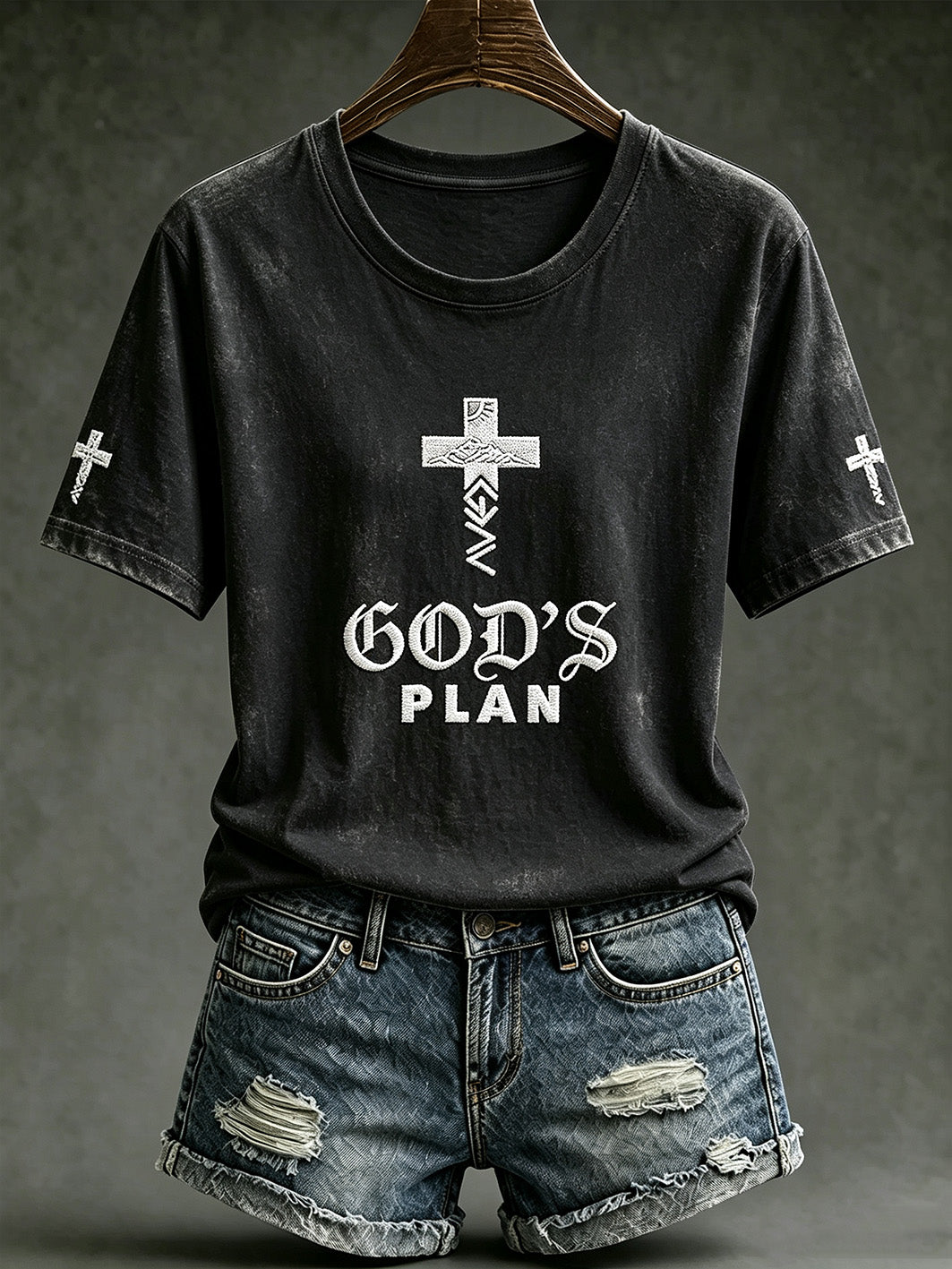 Women's faith-themed pattern print casual short-sleeve T-shirt