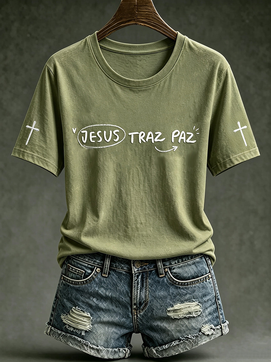Women's faith-themed pattern print casual short-sleeve T-shirt