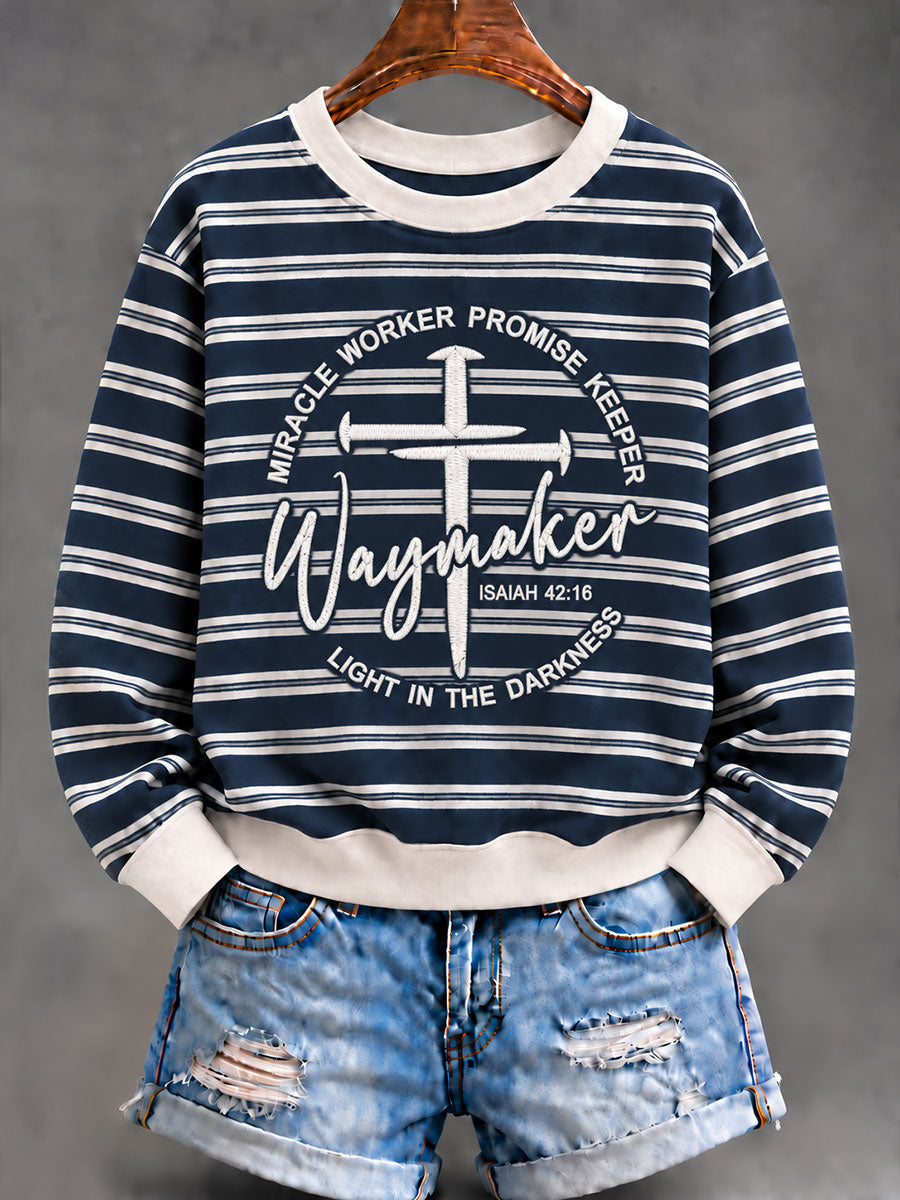 Women's Christian Waymaker Stripe Regular Sweatshirt