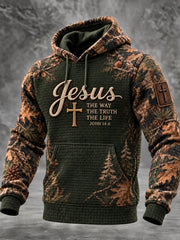 Men's Christian Jesus The Way The Truth The Life JOHN 14:6 Checkered Cotton Hoodie
