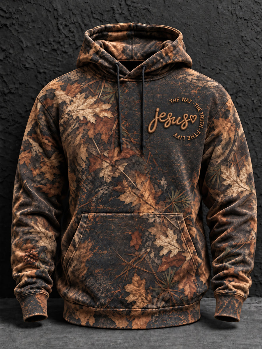 Men's Christian Jesus The Way The Truth The Life JOHN 14:6 Oversized Drop-Shoulder Hoodie with Pockets
