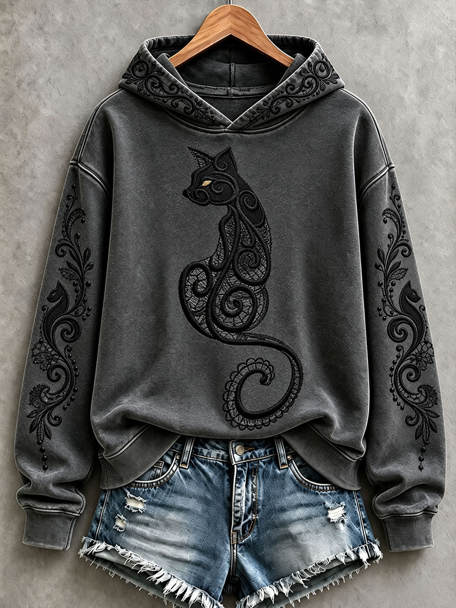 Women's black cat hoodies