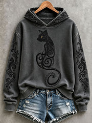 Women's black cat hoodies