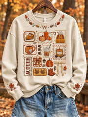 Women's Autumn-Themed Patterned Casual  Sweatshirt