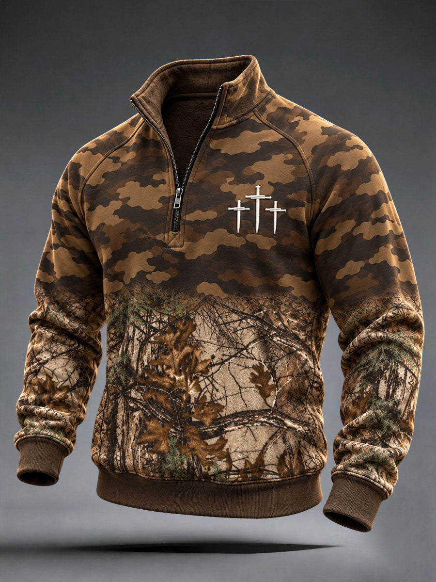 Men's Christian Cross Artistic Camo Sweatshirt