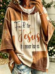 Women’s Autumn Elements Faith Theme Color Block Design Casual Hoodie