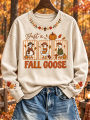 Women's Autumn-Themed Patterned Casual Sweatshirt