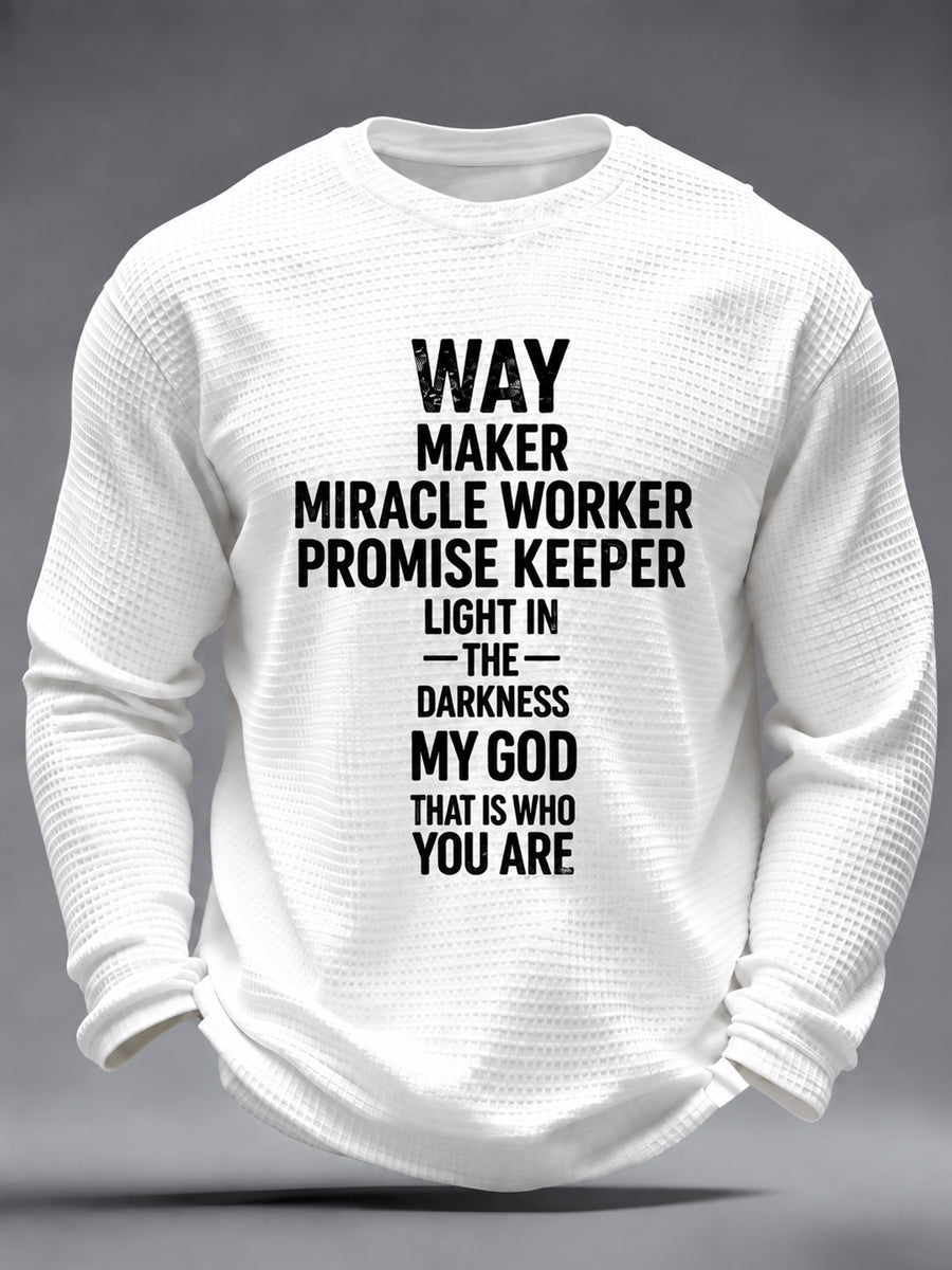 Men's Christian Way Maker Cross Waffle Long Sleeve T-Shirt