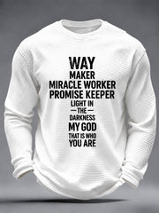 Men's Christian Way Maker Cross Waffle Long Sleeve T-Shirt