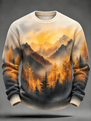 Men's Autumn Landscape Pattern Design Casual Imitation Sweater