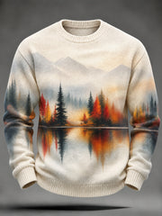 Men's Autumn Landscape Pattern Design Casual Imitation Sweater