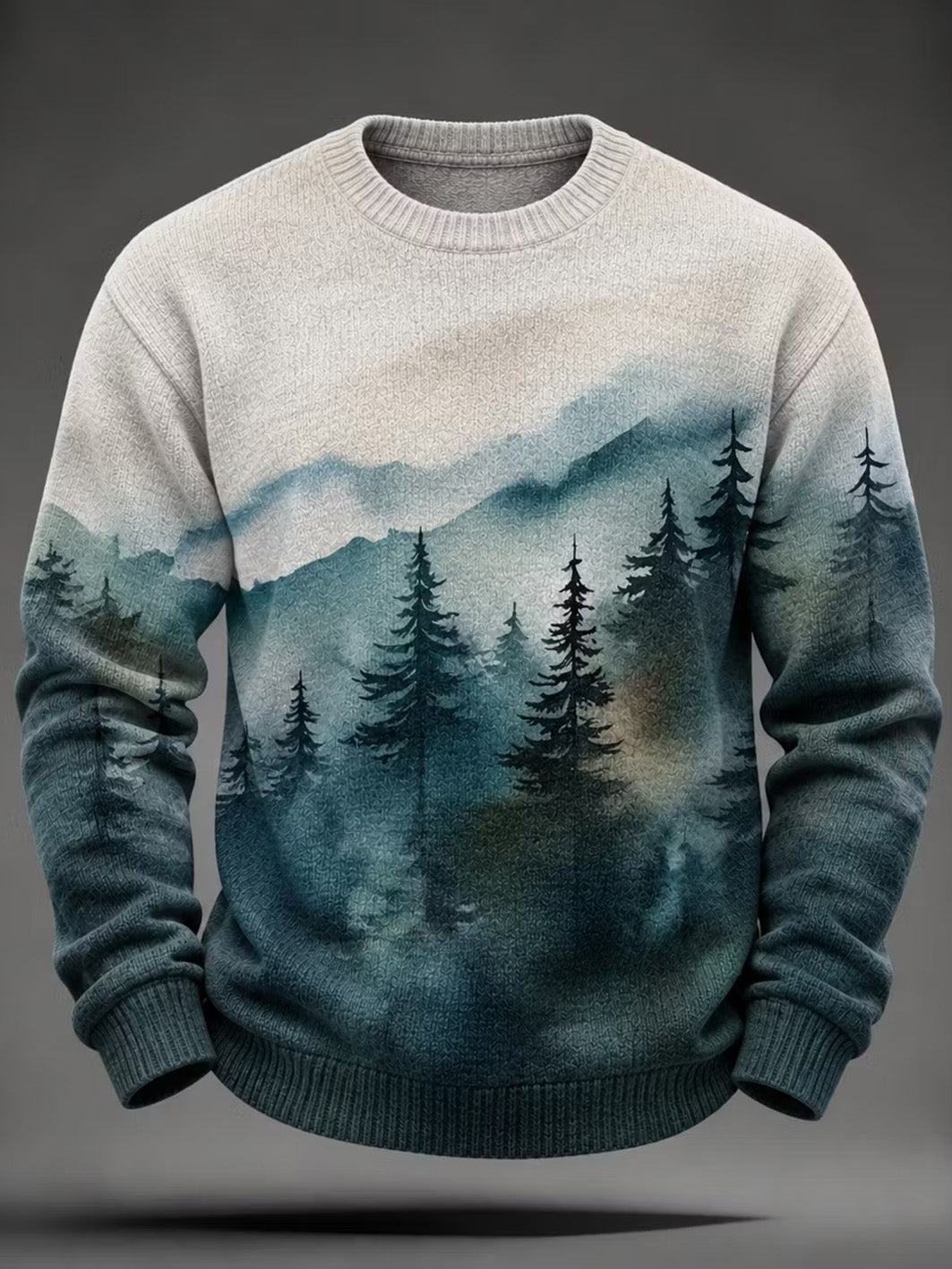 Men's Autumn Landscape Pattern Design Casual Imitation Sweater