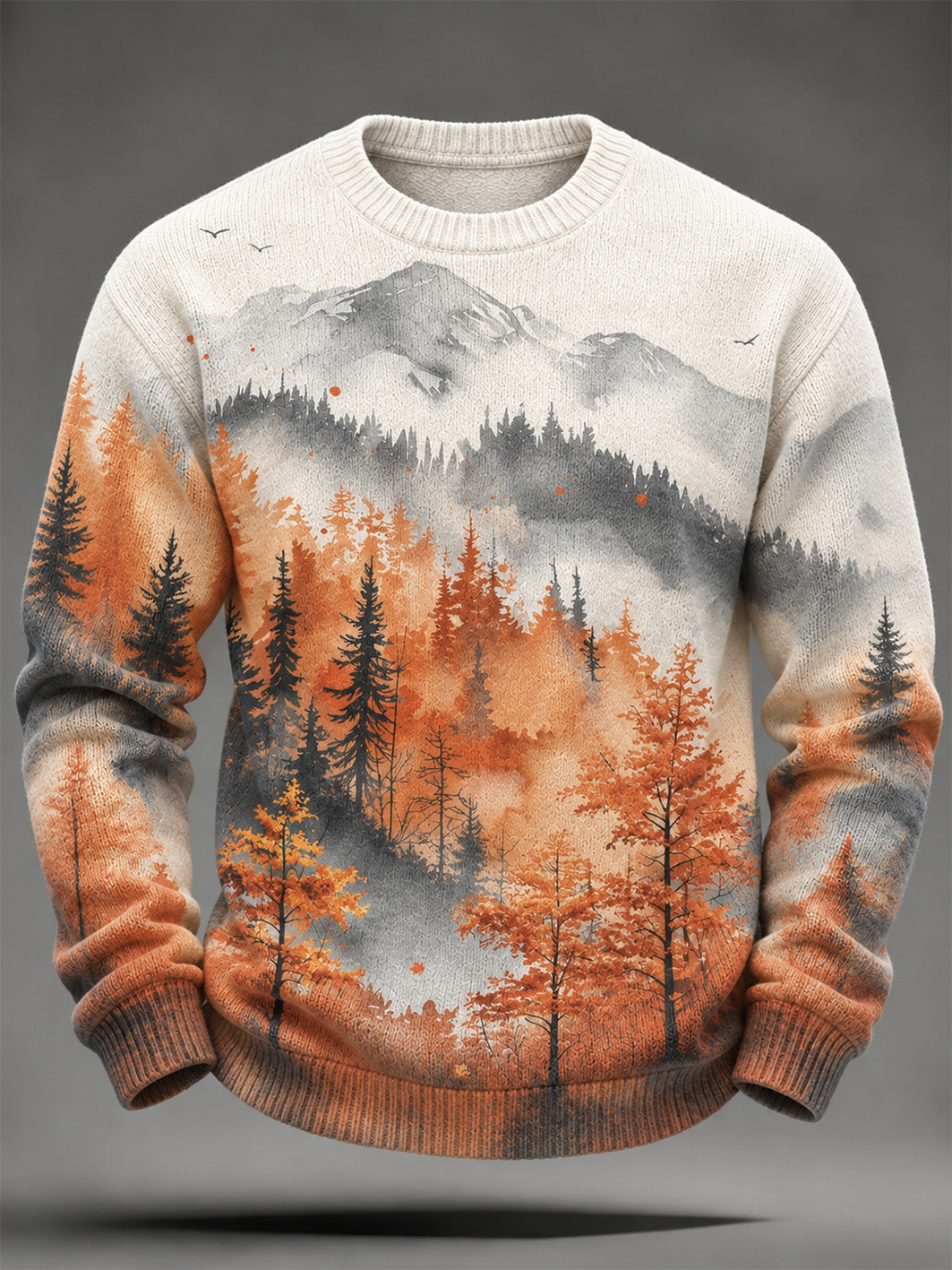 Men's Autumn Landscape Pattern Design Casual Imitation Sweater