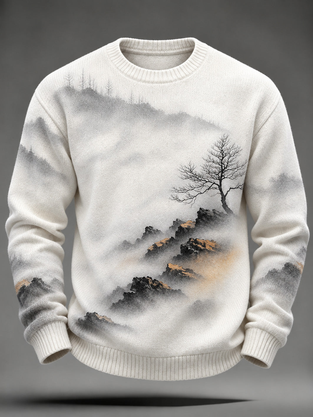 Men's Autumn Landscape Pattern Design Casual Imitation Sweater