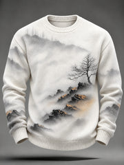 Men's Autumn Landscape Pattern Design Casual Imitation Sweater