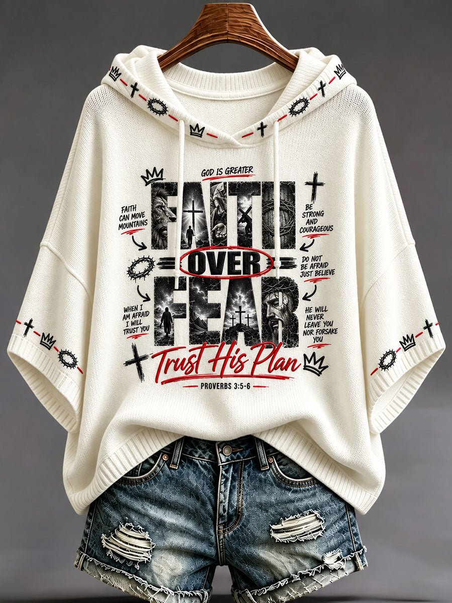 Women’s Faith Over Fear Printed Casual Hoodie