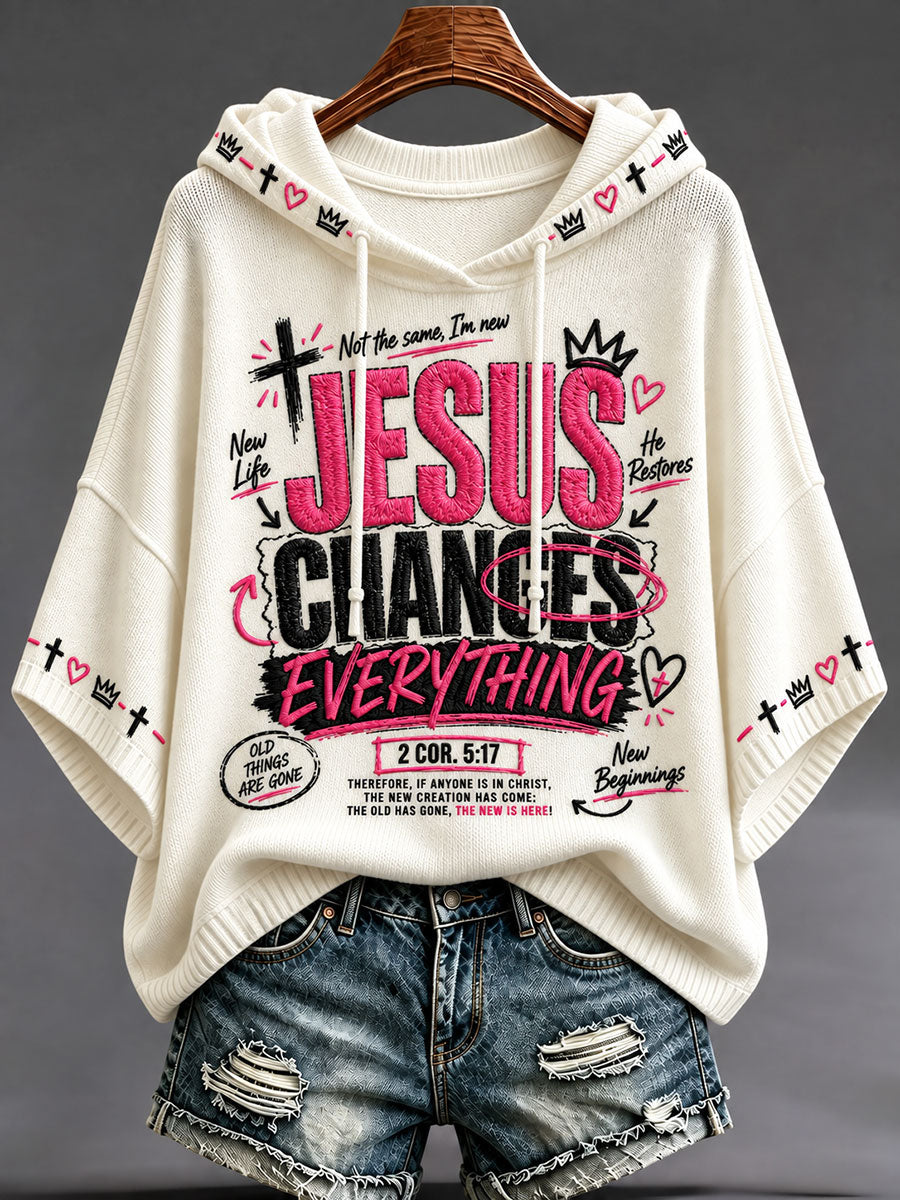 Women's Jesus Printed Casual Hoodie