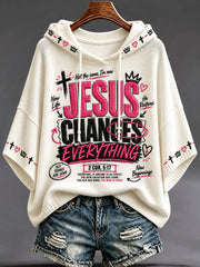 Women's Jesus Printed Casual Hoodie