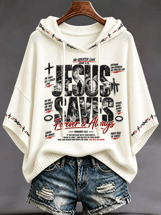 Women's Jesus Saves Printed Casual Hoodie