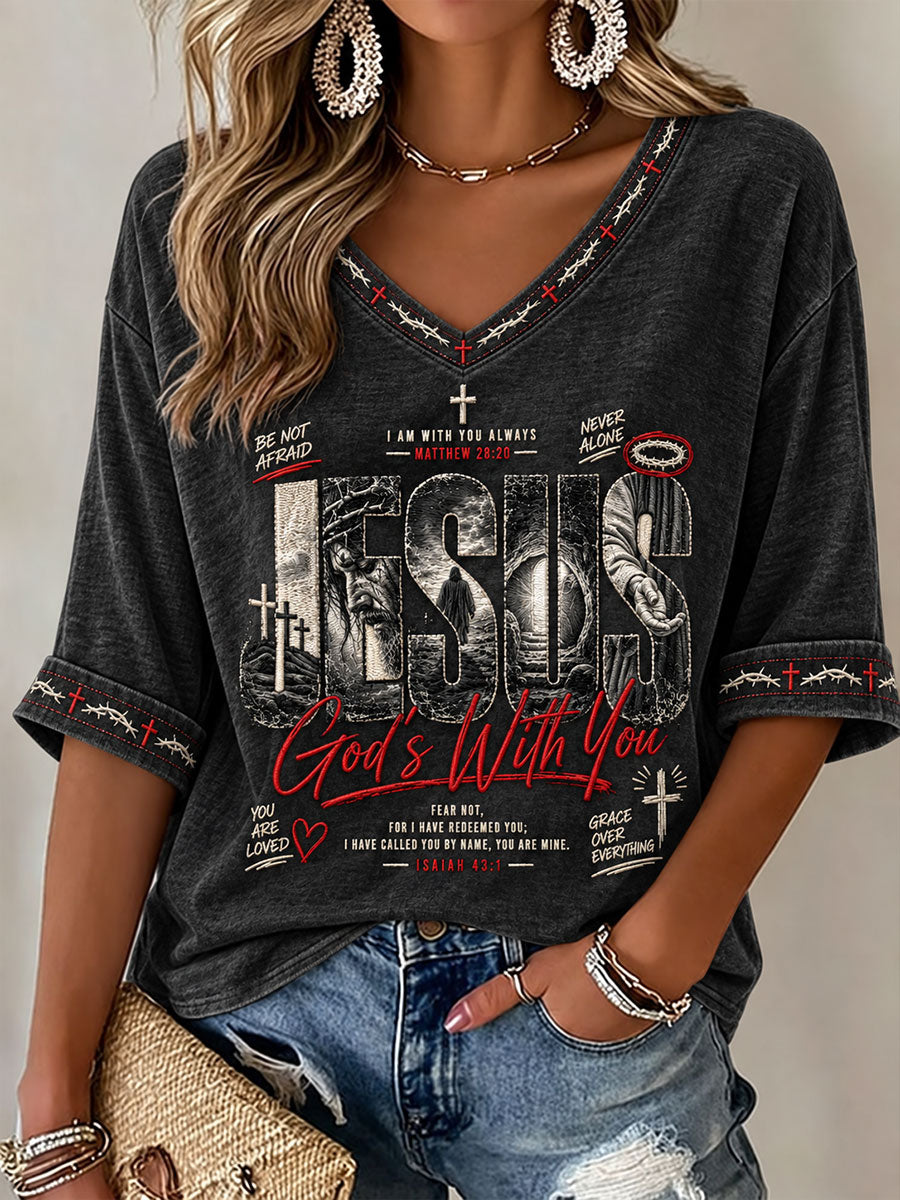 Women’s Jesus Printed Casual T-Shirt