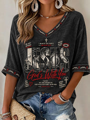 Women’s Jesus Printed Casual T-Shirt