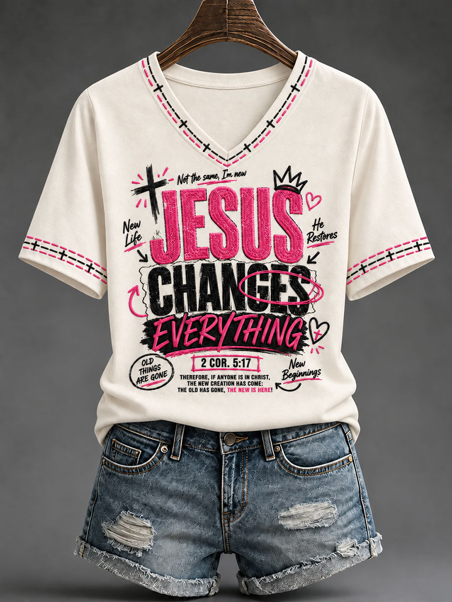 Women’s Jesus Printed Casual T-Shirt
