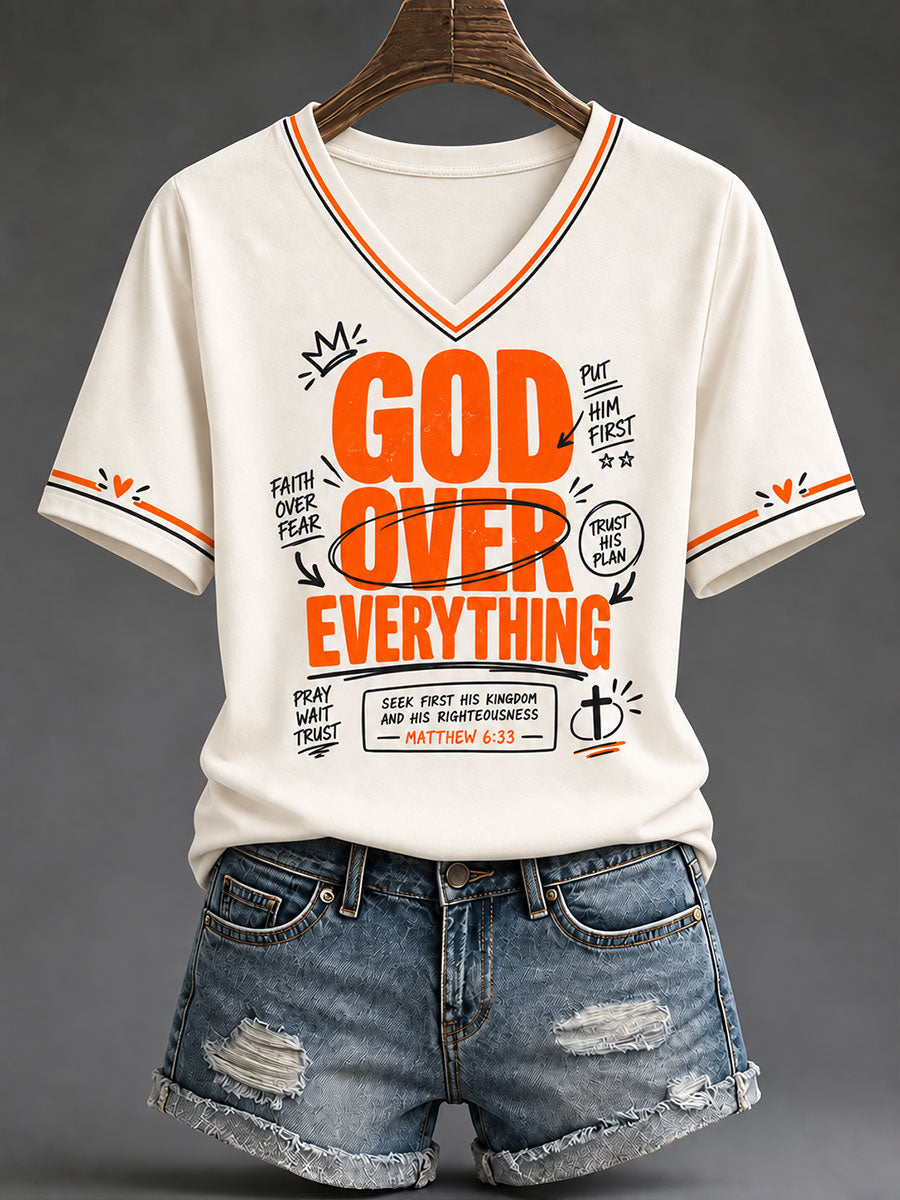 Women's 'God Over Everything' Print Casual T-Shirt