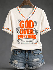 Women's 'God Over Everything' Print Casual T-Shirt