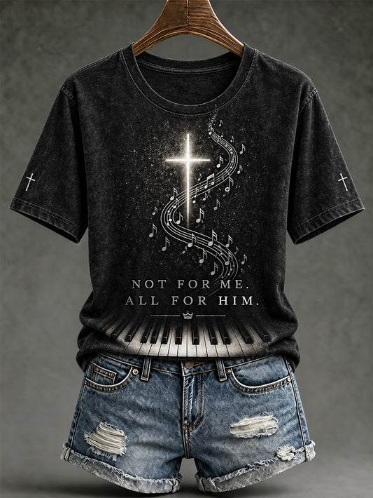 Women's faith-themed pattern-printed casual short-sleeved T-shirt