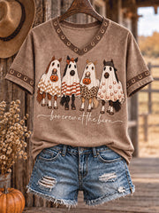 Women's Western Halloween Art Printed T-shirt