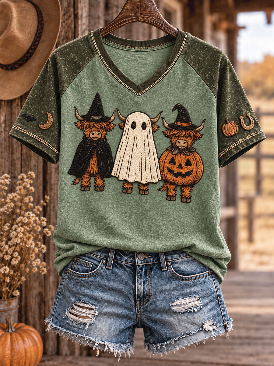 Women's Western Halloween Art Printed T-shirt