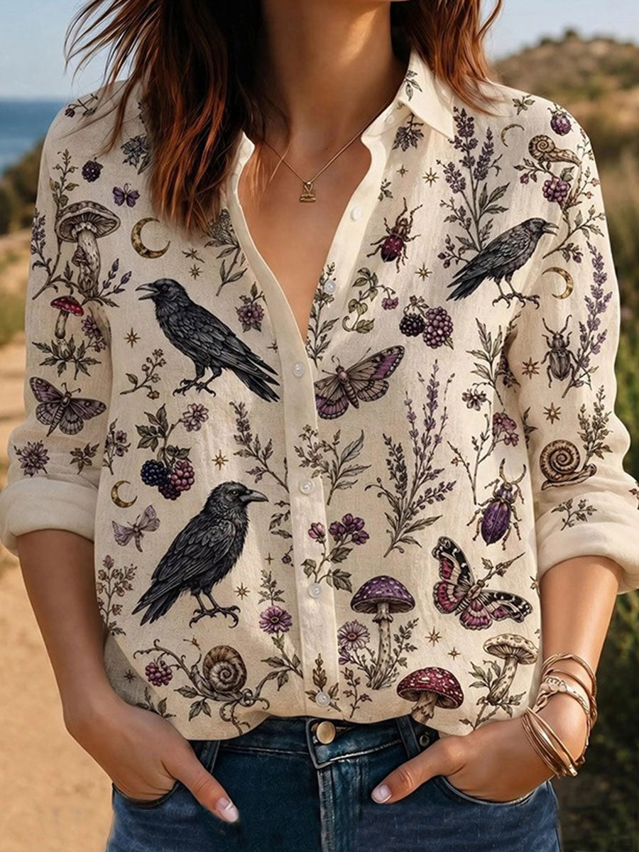 Women's Halloween Crow Print Shirts