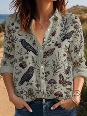 Women's Halloween Crow Print Shirts