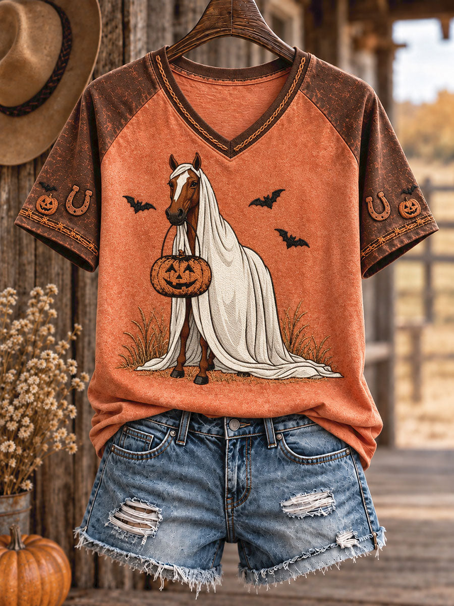 Women's Western Halloween Art Printed T-shirt