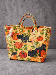 Women's Black Cat and Pumpkin Handbag