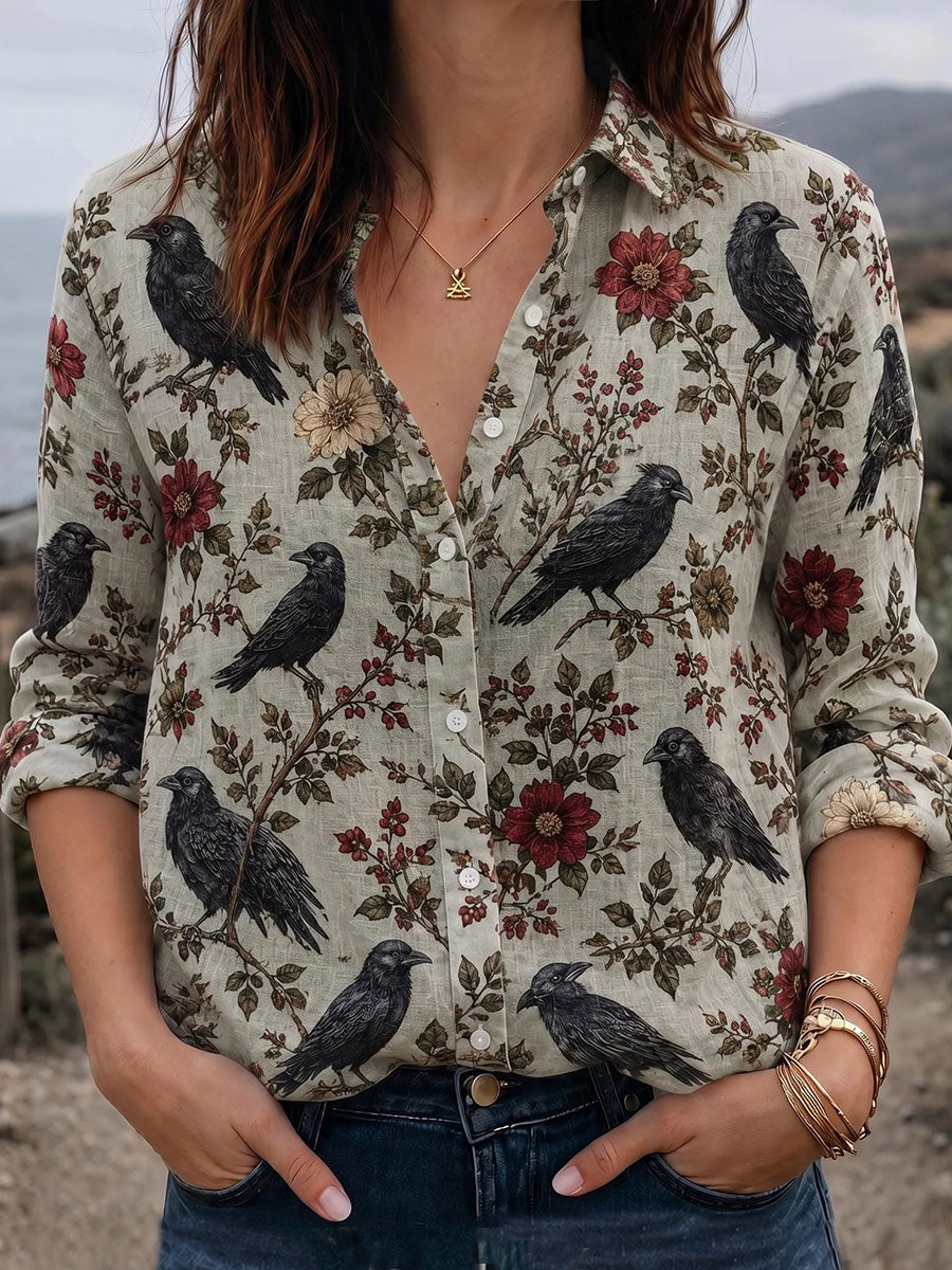 Women's Halloween Crow Print Shirts
