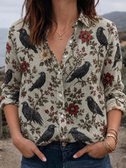 Women's Halloween Crow Print Shirts
