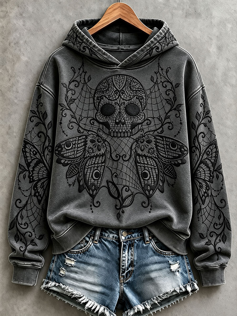 Women's Halloween Floral Skull Hoodies