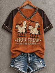 Women's Western Halloween Horses Art Printed T-shirt