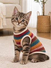 Colorful Striped Sleeveless Pet Vest (Suitable for Cats and Dogs)
