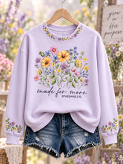 Women's Faith-themed scripture and floral print Regular Sweatshirt
