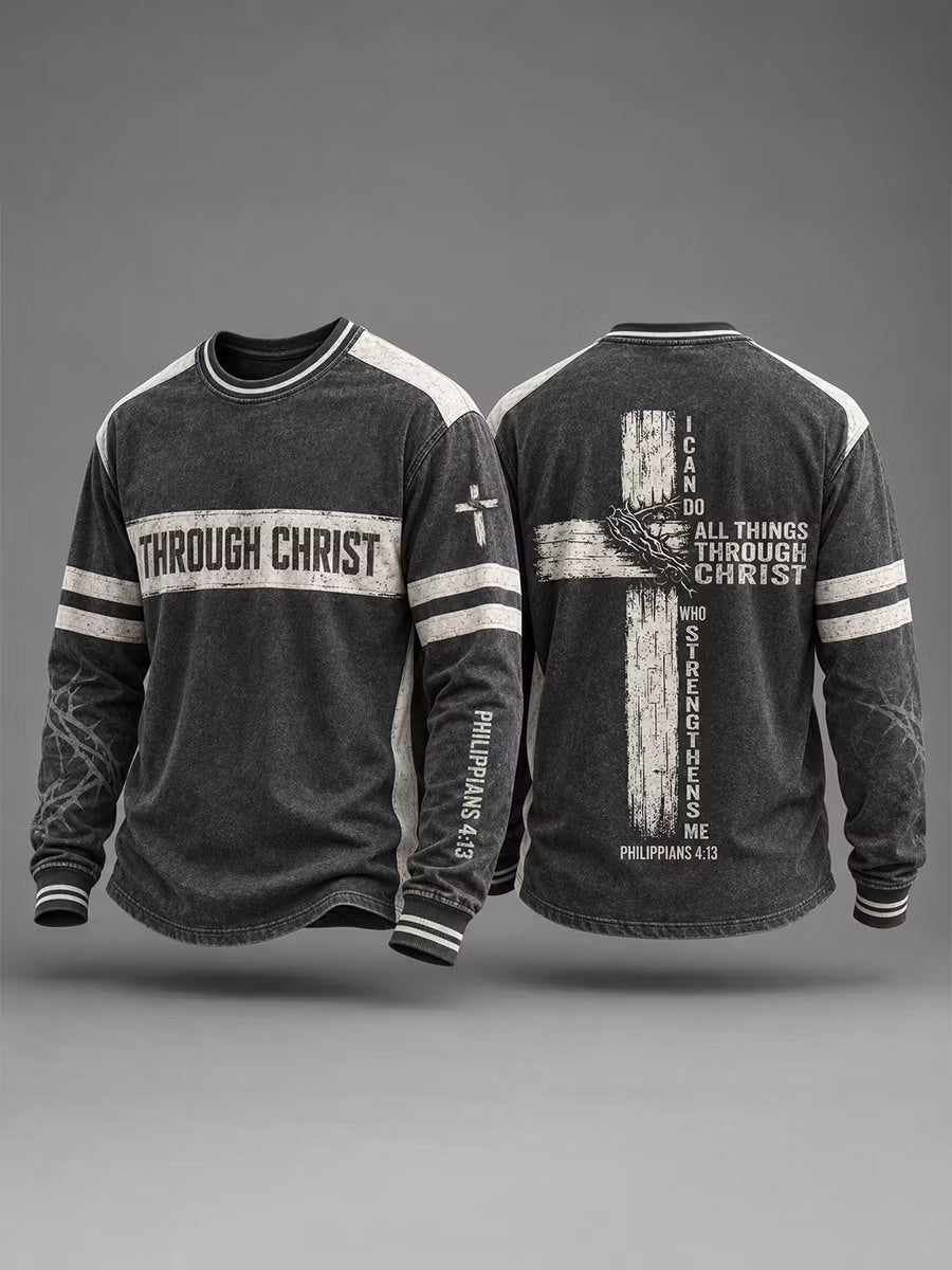 Men's Bible Quote Printed Casual Sweatshirt