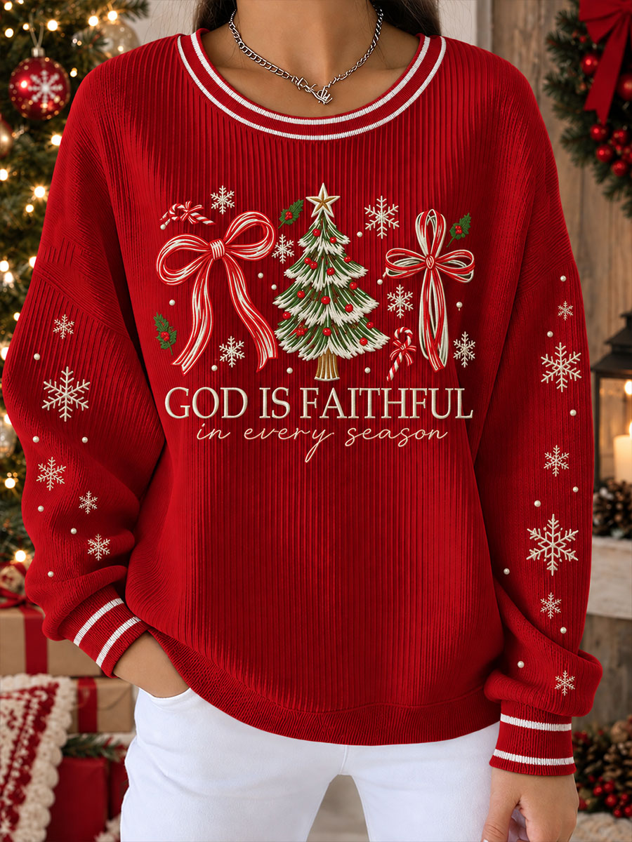 Women's "God Is Faithful In Every Season" Jesus Christmas Sweatshirt