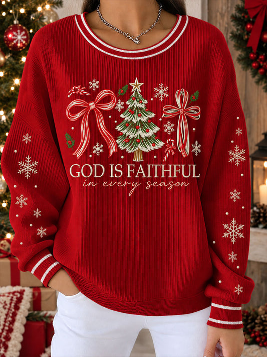Women's "God Is Faithful In Every Season" Jesus Christmas Sweatshirt