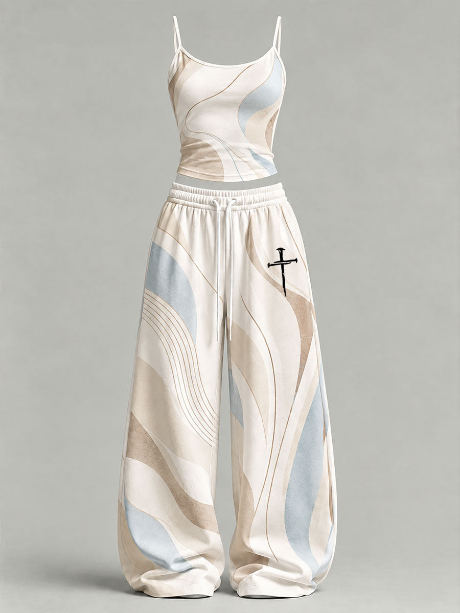 Women's Cross Print Casual Set