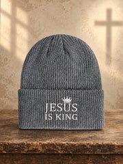 Unisex Christian  Jesus Is King Print  Beanie