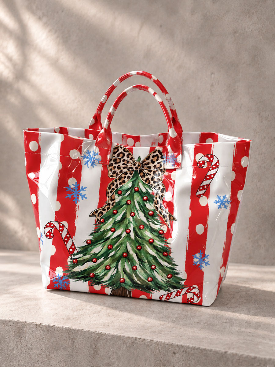 Women's Striped Christmas Tree Handbag