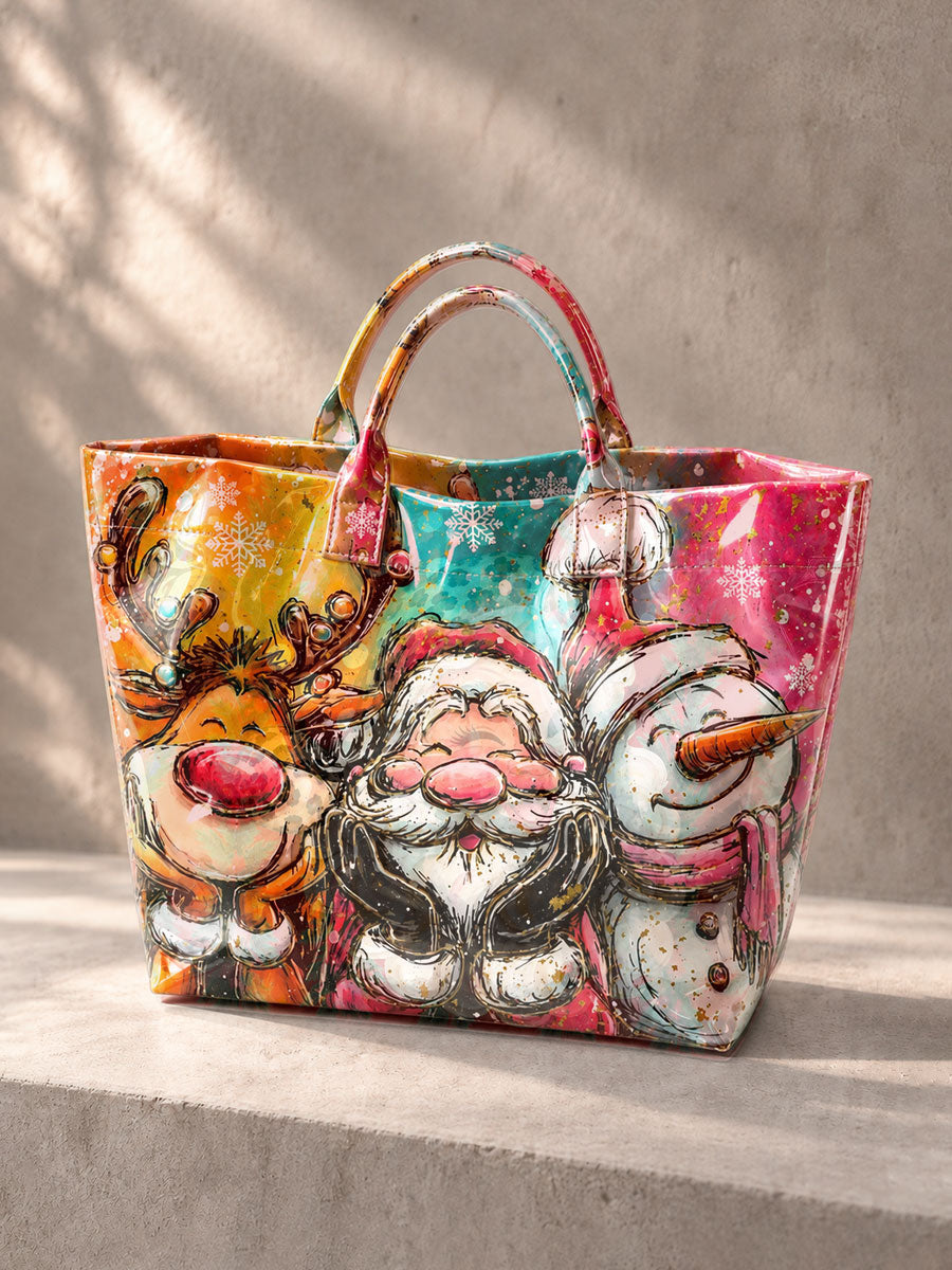 Women's Santa Claus, Snowman, and Reindeer Handbag