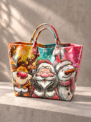 Women's Santa Claus, Snowman, and Reindeer Handbag