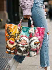 Women's Santa Claus, Snowman, and Reindeer Handbag